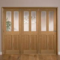 elveden 4 panel 2 lite oak veneer glazed internal folding door lh h203 ...