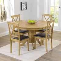 elstree round 4 seater dining set oak