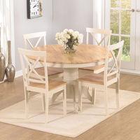 elstree round 4 seater dining set oak and cream