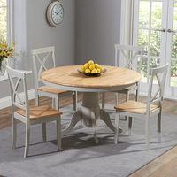 elstree round 4 seater dining set oak and grey