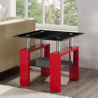 Elise Square Glass Coffee Table Red