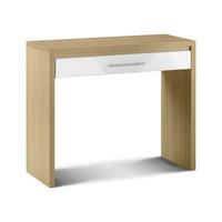 elite 1 drawer dressing table in oak and white high gloss