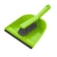 Elliott\'s Dustpan And Brush Set With Rubber Lip, Green