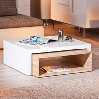 Elko Extendable Storage Coffee Table In White Gloss And Oak