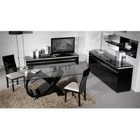 Elisa High Gloss Black 6 Seater Dining Table And Chairs