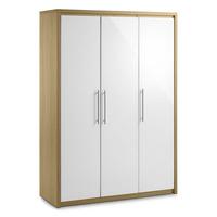 Elite 3 Door Wardrobe in Oak and White High Gloss