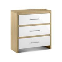 Elite 3 Drawer Chest in Canadian Oak and White High Gloss