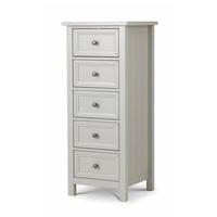 Ellie Wooden Tall Chest Of Drawers In Dove Grey Lacquered
