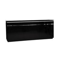 Elisa Sideboard In High Gloss Black With 3 Doors And Lighting