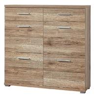 Elina Shoe Cabinet In Sanremo Oak With 4 Flap Doors And 2 Drawer
