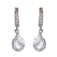 Elegant White Platinum Plated With Irregular Shape Cubic Zirconia Earrings