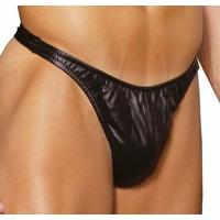 Elegant Moments L9141x Leather Thong. Available Boxed Color:Black Size:Xl