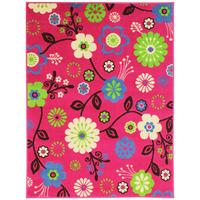 Elements Colourful Contemporary Pink Floral Rug - Bohemia 120x160