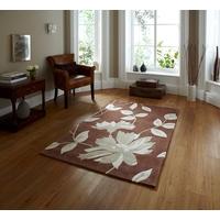 elegant modern quality brown floral design lounge rug 2085 phoenix 60c ...