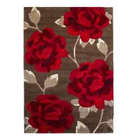 Elegant Soft Brown & Rich Red Floral Rug 793 - Phoenix 120cm x 170cm (3\'11\
