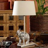 Elephant Table Lamp Base, Antique Silver