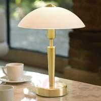 Elegant table lamp Salut, brass, white