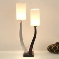 elegant table lamp quadrangolare silver 2 bulb