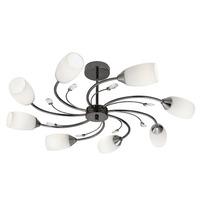 Electra 8 Lamp Black Chrome Ceiling Light With Opal Glass
