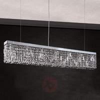 Elongated crystal hanging lamp Kalida in chrome