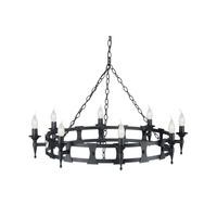 Elstead Saxon SAX8 BLK 8 Light Decorative Beaten Chandelier