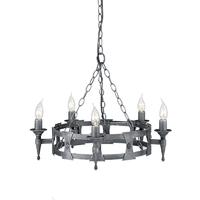 Elstead Saxon SAX5 BLK/SIL 5 Light Beaten Chandelier