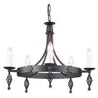 elstead belfry by5 5 light ceiling pendant in black wrought iron