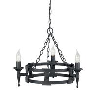 Elstead Saxon SAX3 BLK 3 Light Decorative Beaten Chandelier