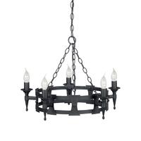 Elstead Saxon SAX5 BLK 5 Light Decorative Beaten Chandelier