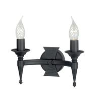 Elstead Saxon SAX2 BLK 2 Light Decorative Beaten Wall Light