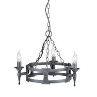 Elstead Saxon SAX3 BLK/SIL 3 Light Beaten Chandelier