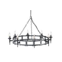 Elstead Saxon SAX8 BLK/SIL 8 Light Beaten Chandelier