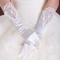elbow length fingertips glove satin lace bridal gloves party evening g ...