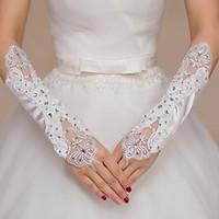 elbow length fingerless glove satin lace bridal gloves party evening g ...