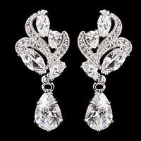 Elegant Silver Alloy With Cubic Zirconia Wedding Earrings