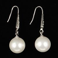 Elegant Alloy Silver Plated with Pearl Women\'s Earrings