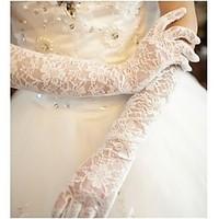 elbow length fingertips glove lace bridal gloves