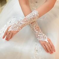 Elbow Length Glove Tulle Bridal Gloves Spring Summer Fall Winter Rhinestone