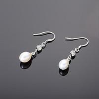 elegant alloy with rhinestone pearl womens drop earrings