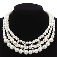 Elegant Imitation Pearl Strand With Rhinestone Women\'s Necklace