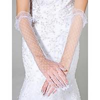 Elbow Length Fingertips Glove Tulle Bridal Gloves