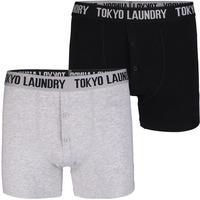 ellerman 2 pack boxer shorts set in light grey marl black tokyo laundr ...