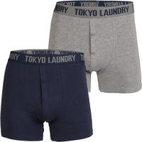 ellerman 2 pack boxer shorts set in mid grey marl navy tokyo laundry