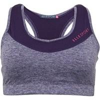 ELLE SPORT Womens Marl Pindot Performance Sports Bra Top Damson Marl