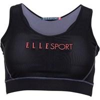 elle sport womens mesh panelled performance sports bra top black refle ...