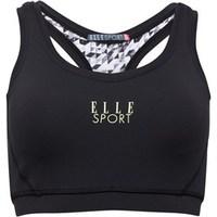 ELLE SPORT Womens Printed Panelled Performance Sports Bra Top Black/Geo Print/Neon