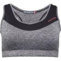 ELLE SPORT Womens Marl Pindot Performance Sports Bra Top Coal Marl/Coral Reef