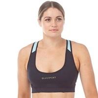 ELLE SPORT Womens Panelled Performance Sports Bra Top Coal/Sea Aqua/Kiwi