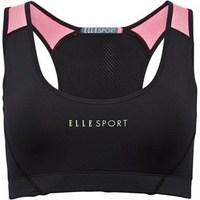 ELLE SPORT Womens Panelled Performance Sports Bra Top Black/Sugar Pink Marl