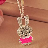 Elegant Hollow Lovely Rabbit Alloy Long Sweater Chain Pendant Necklace Girl Jewelry Gift